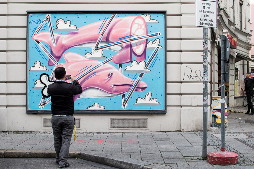 Kunstwerk von HNRX auf der Fassade vom Tengelmann am Gärtnerplatz | Foto: Monika Schreiner